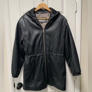 Wilsons Leather women’s size small leather hooded jacket